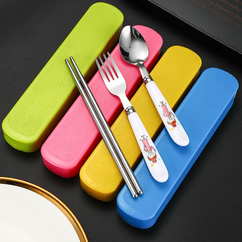 Stainless Steel Chopsticks Spoons Three Piece Portable Cutlery Set Student Travel Cutlery Spoons Chopsticks Forks