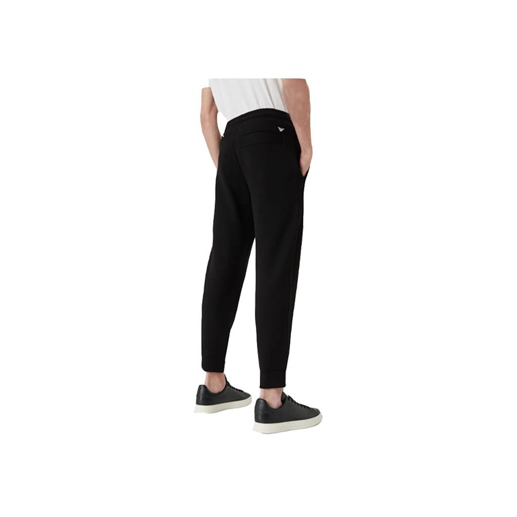 Emporio Armani FW22 Essentials Solid High-Waisted Cuffed Casual Knit Joggers Men Bottoms Black 8N1PS91-JRIZ1-0999