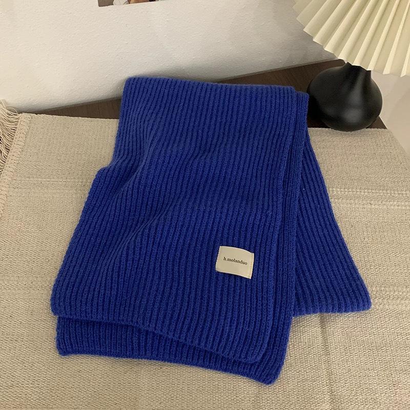 Korean Style Versatile Knitted Scarf for Women - Green, Blue, Red, Warm & Stylish for Autumn/Winter