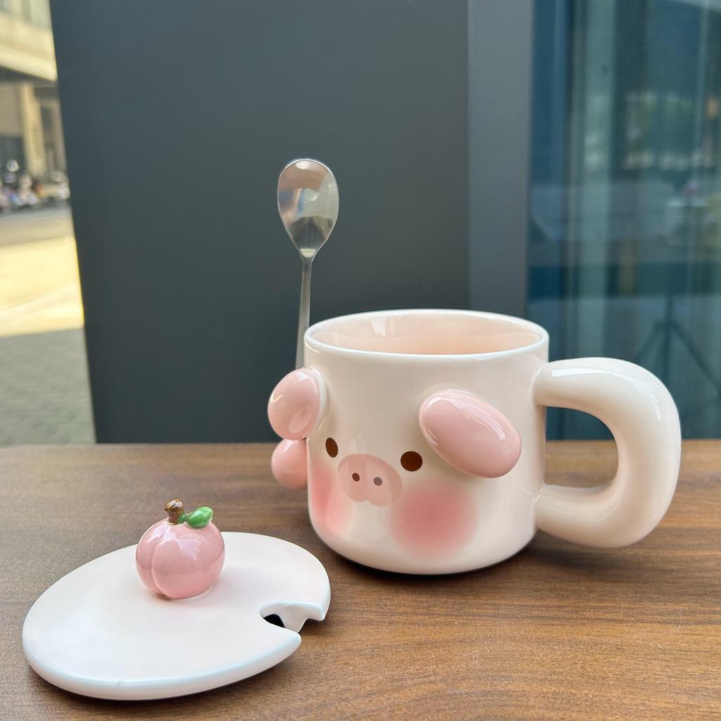 Holiday Gift for Girls Piggy Cup Gift for Best Friend Girlfriend Practical Water Cup Creative Gift Box Mug