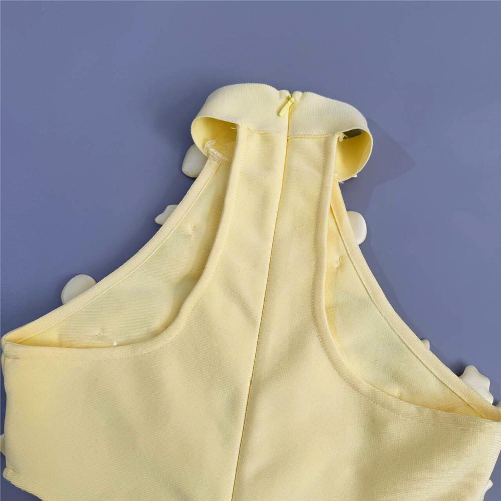 European & American 3D Floral Halter Sleeveless Bandage Party Dress
