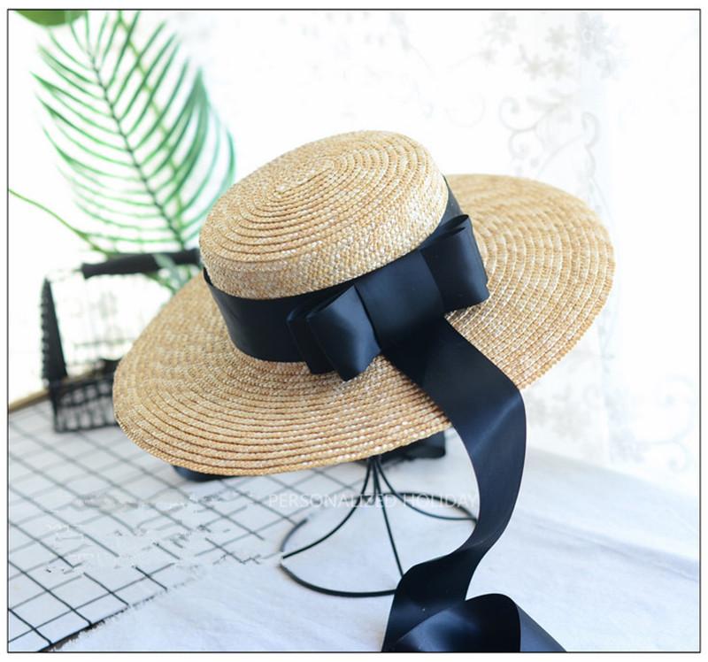 01905-handgefertigt STROH Schleife langes Band Damen-Fedora Strandurlaubshut Damen Freizeit-Urlaubskappe