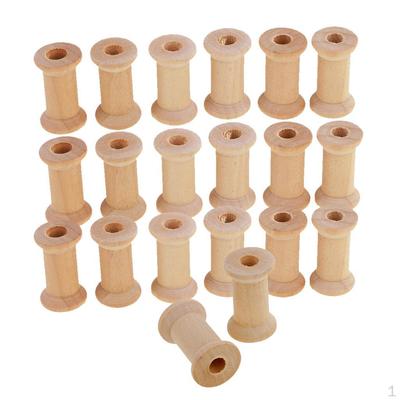 20 kusů dřevěných prázdných cívek v přírodní barvě pro nitě, provázky, stuhy, drátky, ozdoby 27x16mm