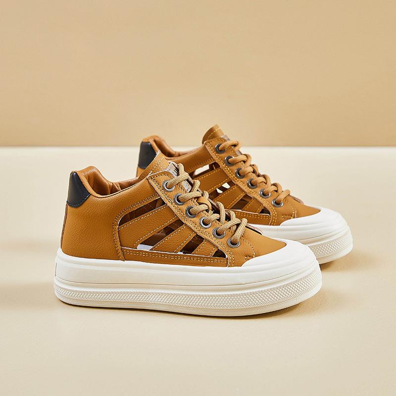 

Женские летние ботильоны, повседневные высокие кроссовки на платформе, дышащая прогулочная обувь из искусственной кожи с вырезом для женщин, нескользящая спортивная теннисная обувь на шнуровке 40