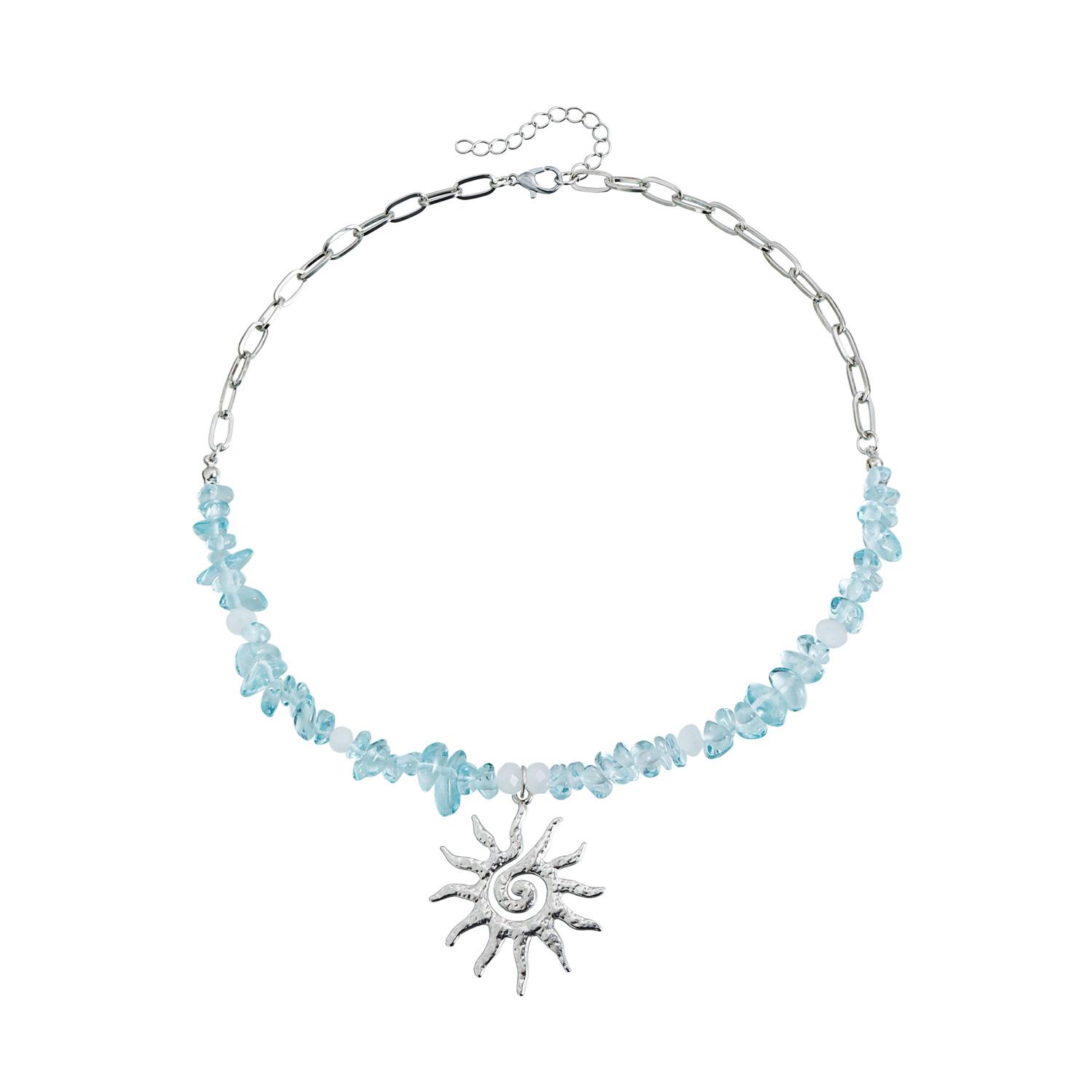 

European and American jewelry sunflower irregular gravel beaded necklace female ins style Boho retro color matching necklace