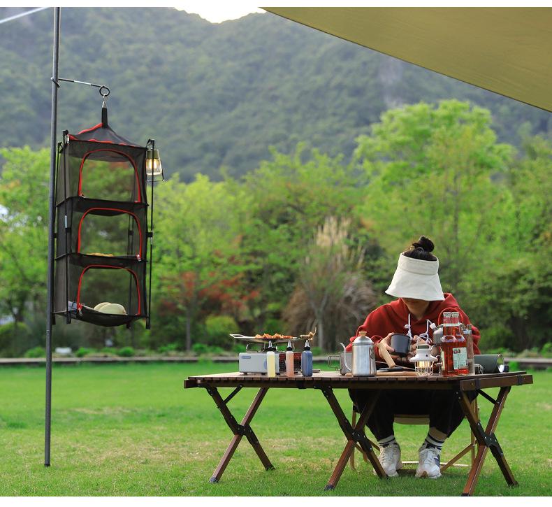 Multifunctional Outdoor Folding Drying Net with Stand – Insect-Proof for Camping, Clothes, Fruits, Vegetables, and Fish.