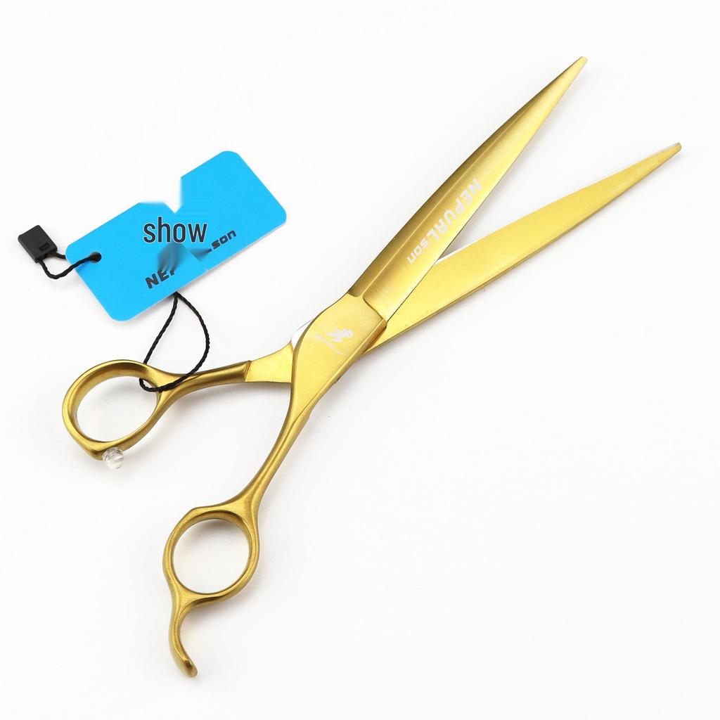 Gold HYG-12 7.5" Straight Shear Pet Grooming Scissors with Micro-Teeth JP440C Blade