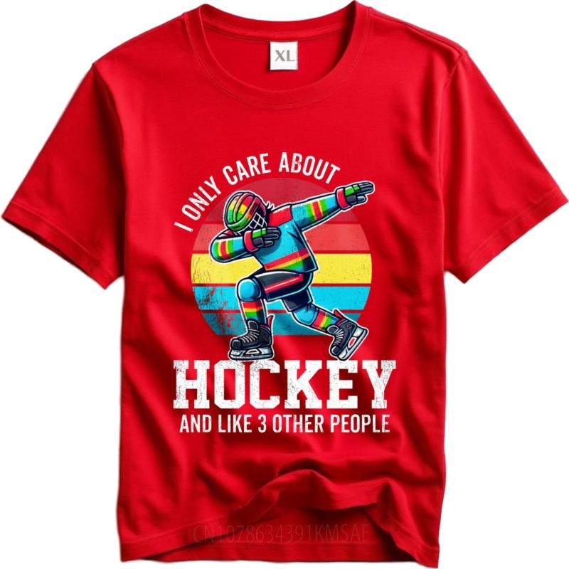 New Arrived Men Oneck tshirt Vintage I Only Care About Hockey And Like 3 Other People Trendy Unisex tees Comfort Tshirt