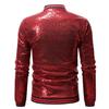 Men Sequin Jacket Stand Collar Shiny Long Sleeves Slim Fit Zipper Closure Cardigan Mid Length Stage Show Dance Performance Coat