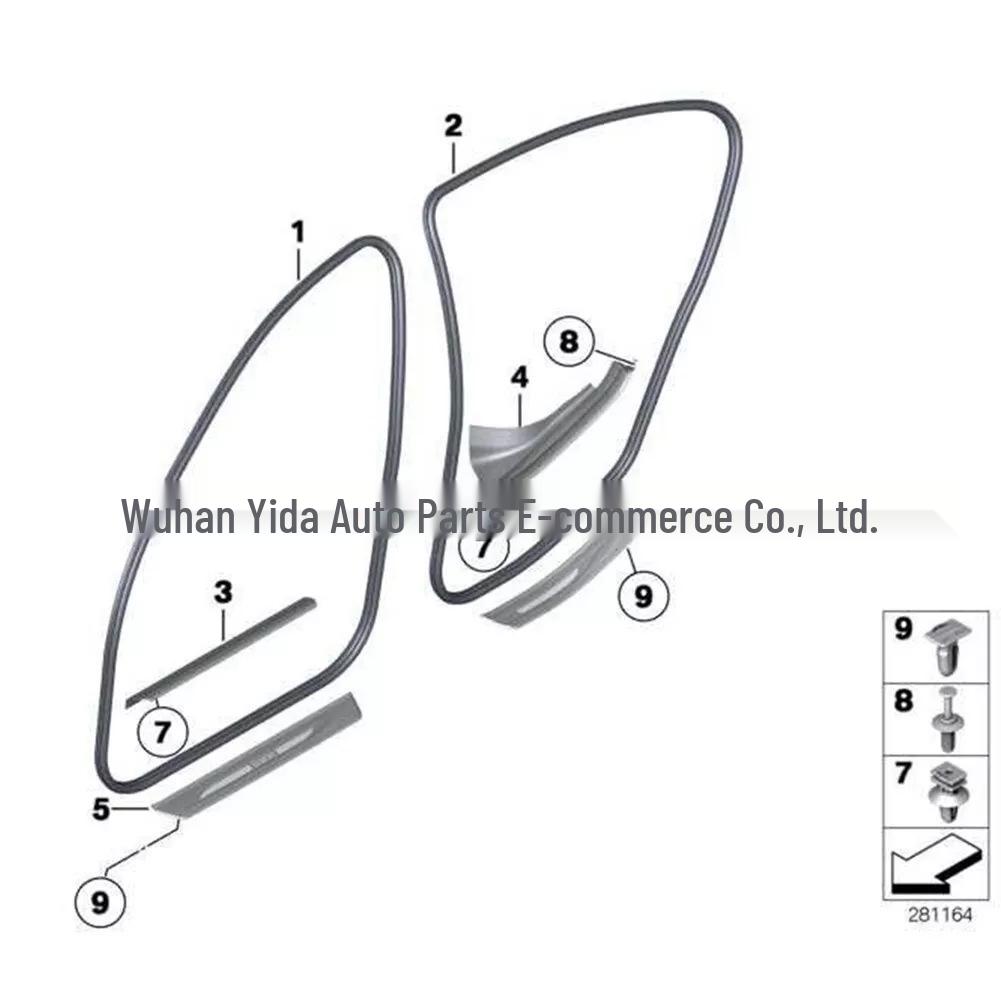 Universal Front Door Sealing Strip for BMW 5 Series (F10/F11) 2010-2016 Left/Right - Part 51727278503