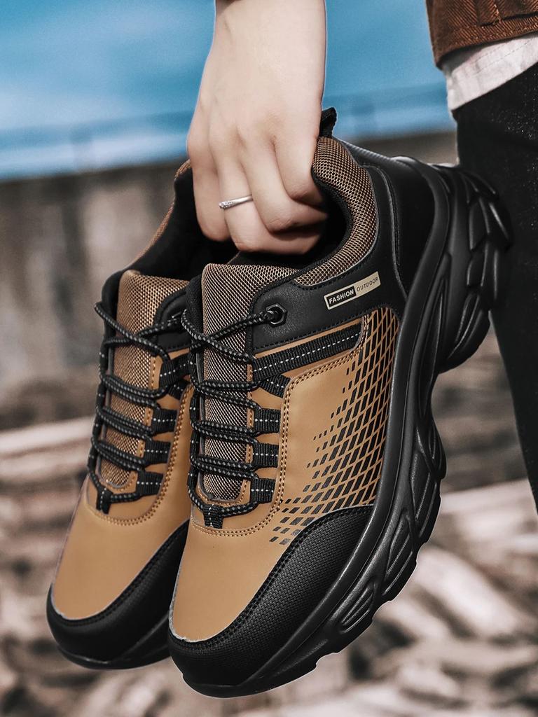 Męskie Buty Turystyczne Outdoorowe Trenery Sznurowane Buty Wspinaczkowe Męskie Sneakersy Trekkingowe Antypoślizgowe Sneakersy Myśliwskie