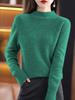 Women's Wool Sweater: Autumn/Winter Half-High Neck, Warm, Solid Color, Loose Fit, Commuter Style