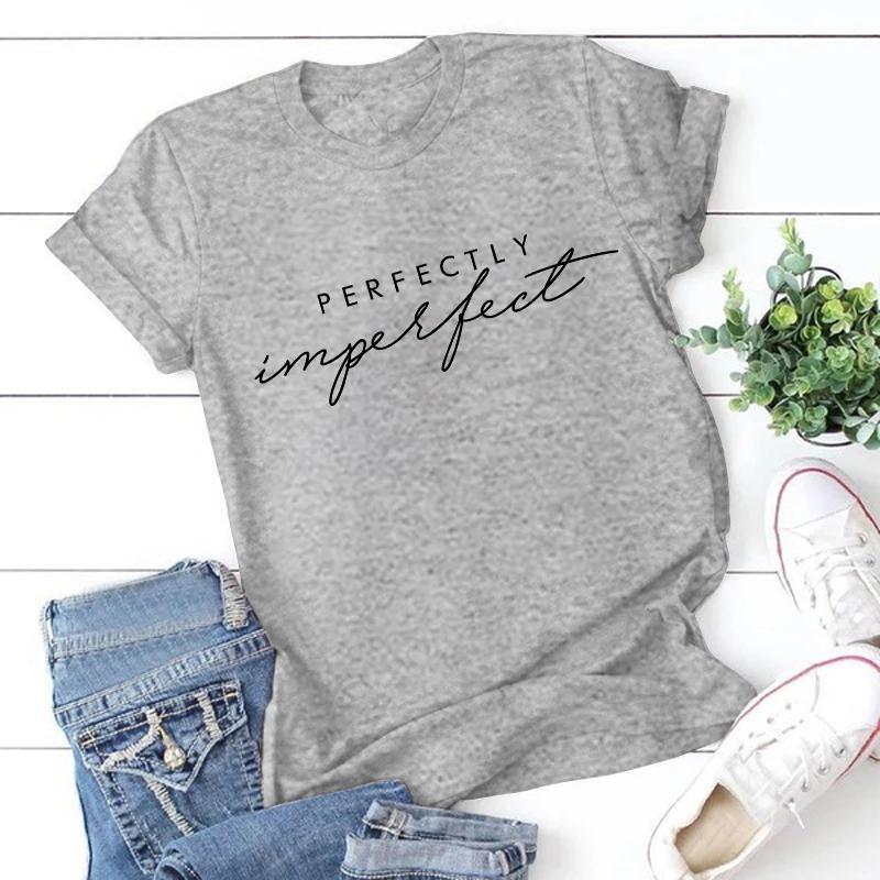 Unisex Unisex Mode Lässig Perfekt Unvollkommen Buchstabendruck Lustig Kurzarm T-Shirt Tops