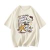 Cotton White Short-sleeved T-shirt Women's New HelloKitty Graffiti American Loose Fat MM Half-sleeved Top