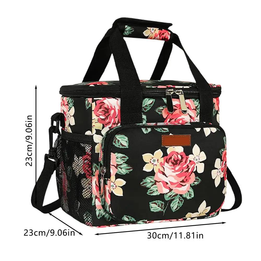 15L Large Oxford Cloth Thermal Insulated Lunch Bag Box For Women Portable Cross-Body Food Pouch Adult Cooler Cooling Tote Bag