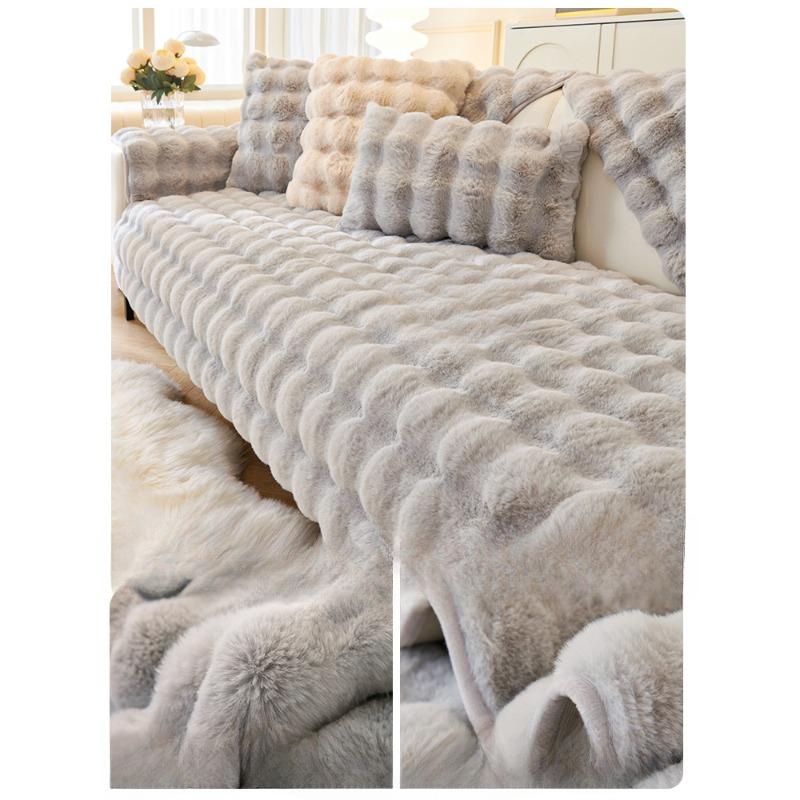Plush Sofa Cushion Winter Thickened Cushion Non-Slip Leather Sofa Special Cover Cover Cloth