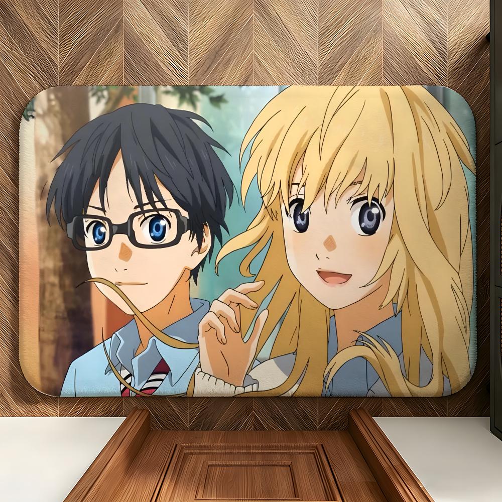 Anime Y-Your Lie In A-April Floor Mat Soft Flannel Floor Mat Suitable for Entryways, Living Rooms, Bedrooms, and Bathrooms