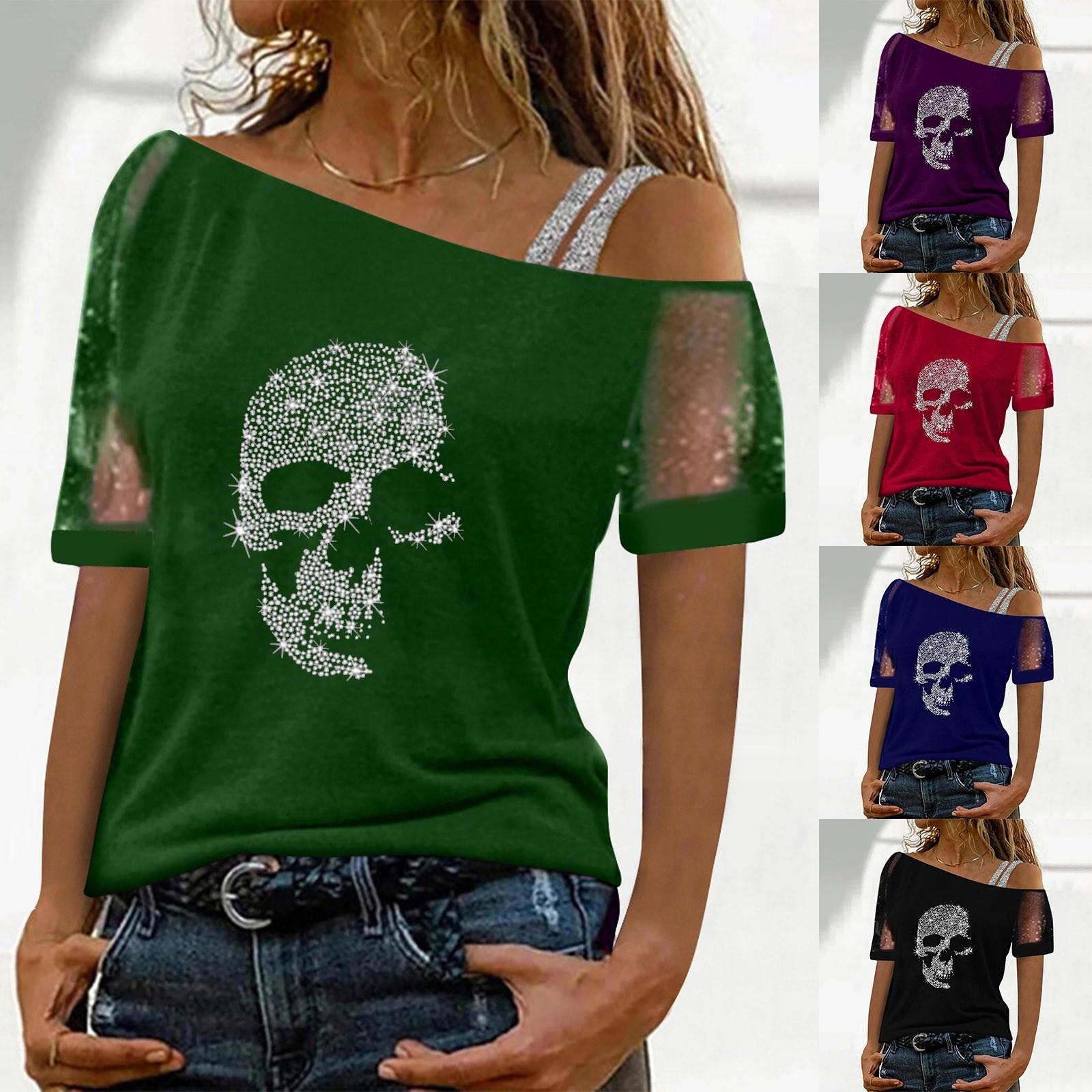 

Женская модная сетчатая футболка без бретелек с круглым вырезом и бриллиантами