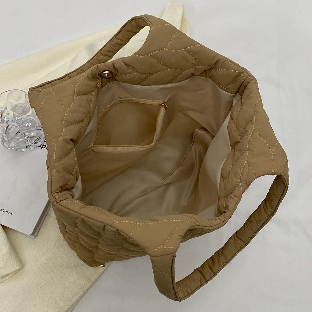 Casual Hand Bags Embroidery Thread Quilted Top-handle Bag Large Capacity Fashion Elegant Soft Cotton-Padded for Weekend Vacation