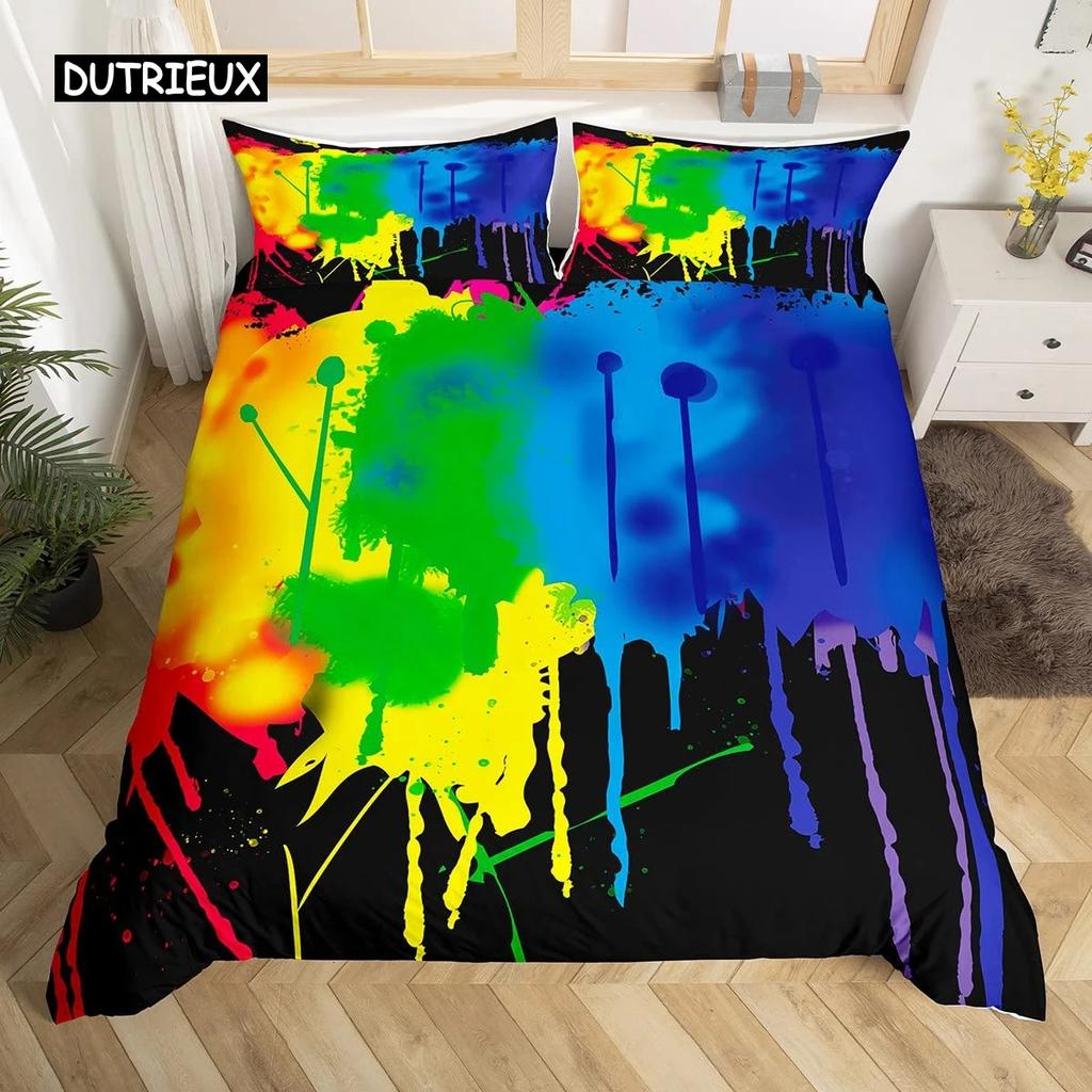 Love Is Love Duvet Cover Rainbow Bedding Collection Pride For Love Theme Romantic Comforter Cover Colorful Cartoon Car Bedspread Cover