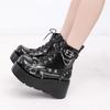 Fashion Brand New Ladies Goth Platform Ankle Boots Fashion Buckle Zip Rivet Punk Wedges High Heels Womens Boots Party Street Woman Shoes