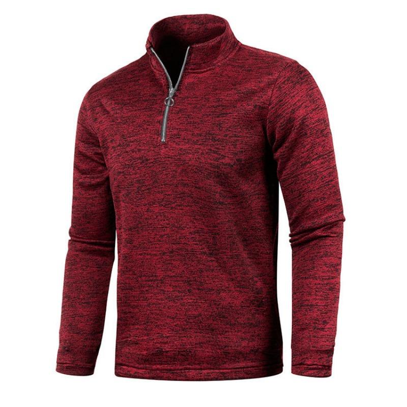 Winter Men's Sweatshirt Placket Zipper Design Solid Color Turtleneck Base Shirt Jacket