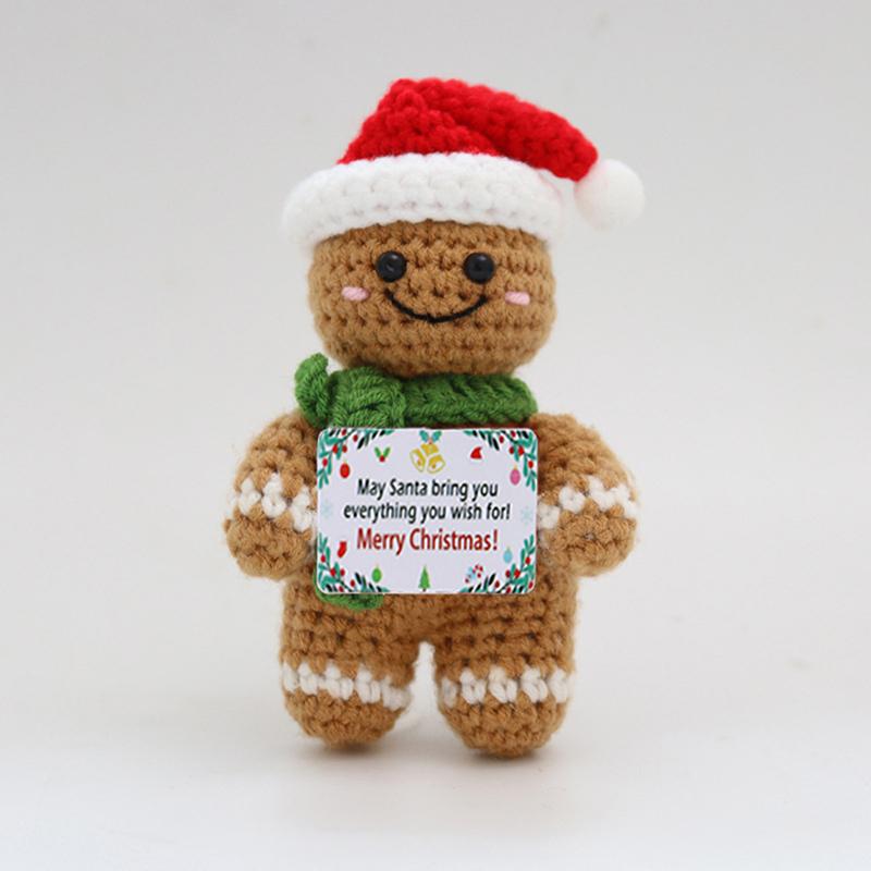 Cute Christmas Emotional Support Doll Fun Crochet Positive Energy Christmas Doll Handmade Knitte Doll Home Decor Festival Gift