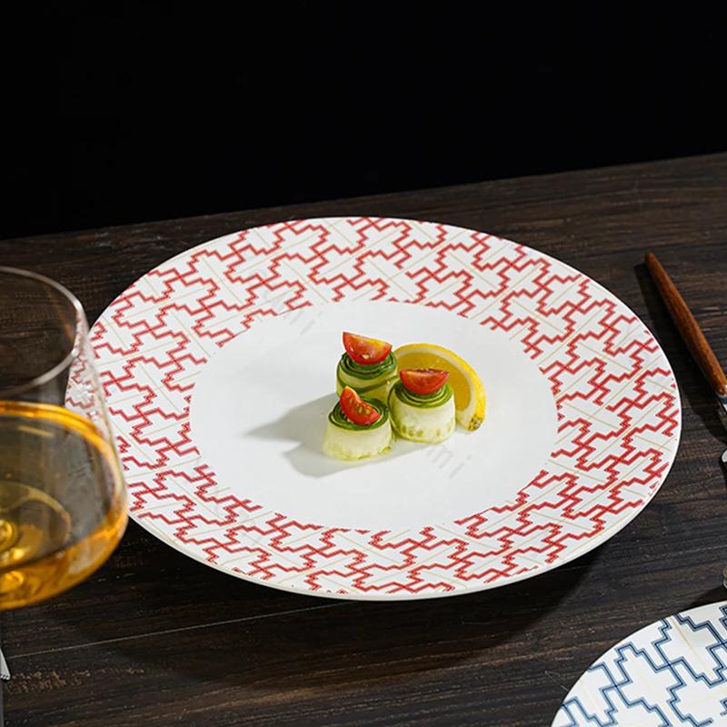 Keramikteller im Retro-Palaststil, kreativer runder Steak-Dessertteller, Luxushotel, exquisite Speiseteller, Haushaltsgeschirr