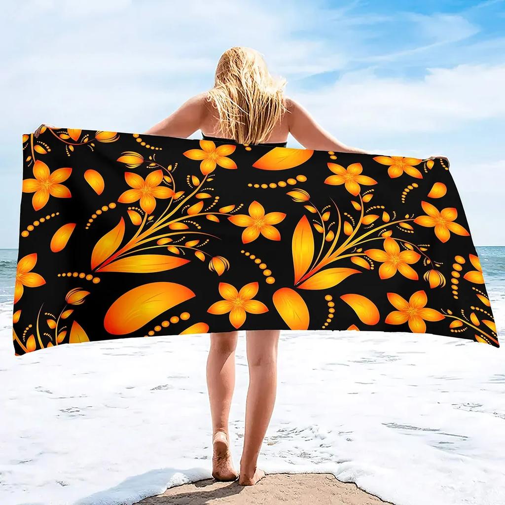 Microfiber Flowers Daisy Rose Beach Towel Blanket,Sand Proof Swimming Floral Flowers Bath Pool Towel for Travel Camping Sport