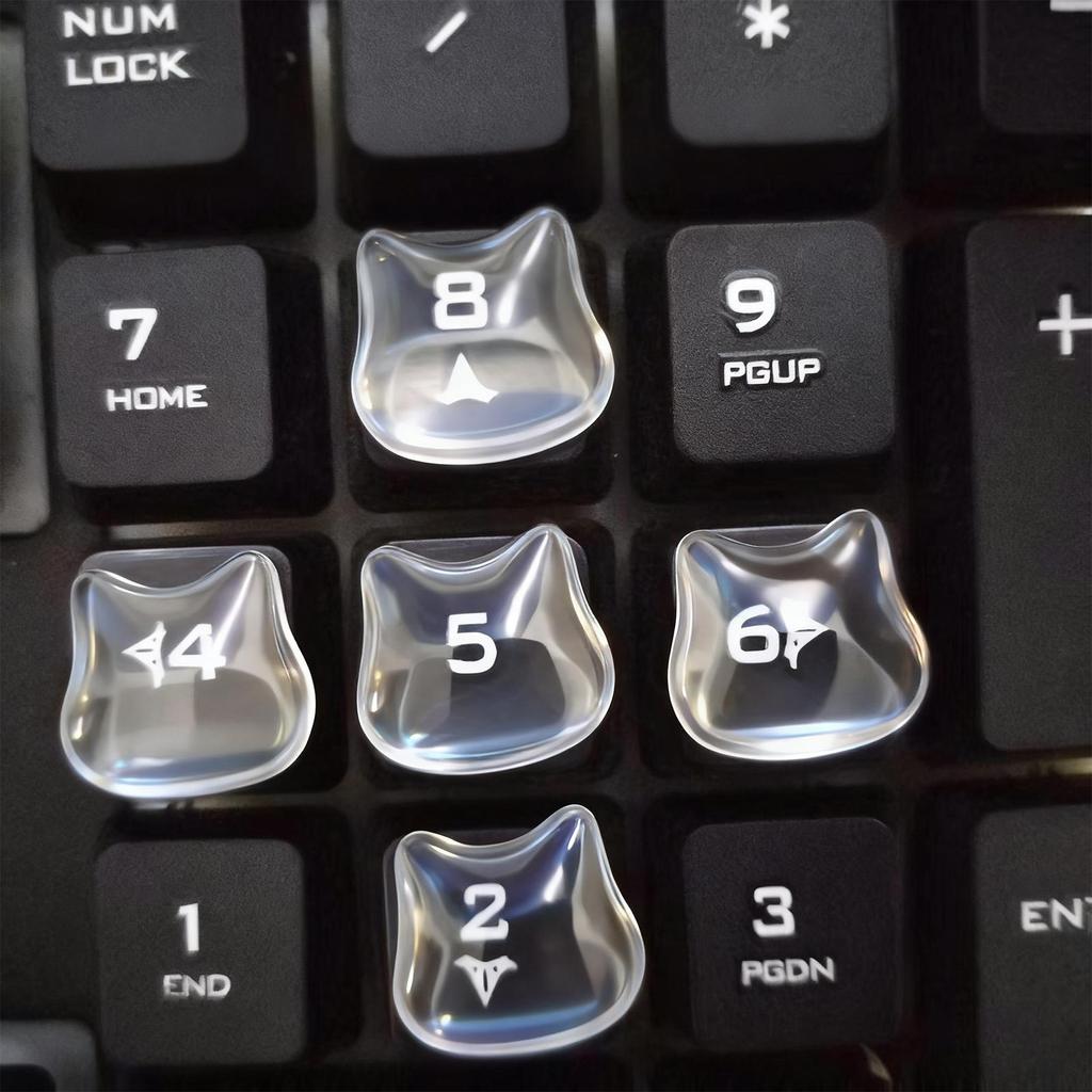 24pcs Cat Head Keyboard Stickers Raised Clear Keycap Covers Cute Protector For Long Nails, PC, Laptop, Gaming & Work
