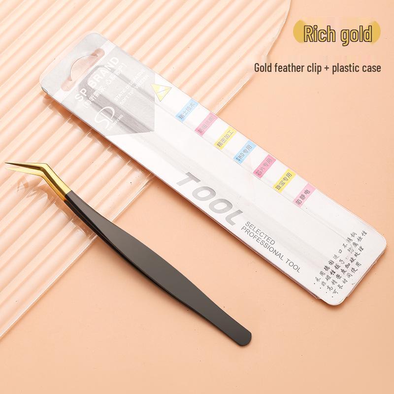 Stainless Steel Black Gold Feather Dolphin Tweezers for Beauty and Manicure