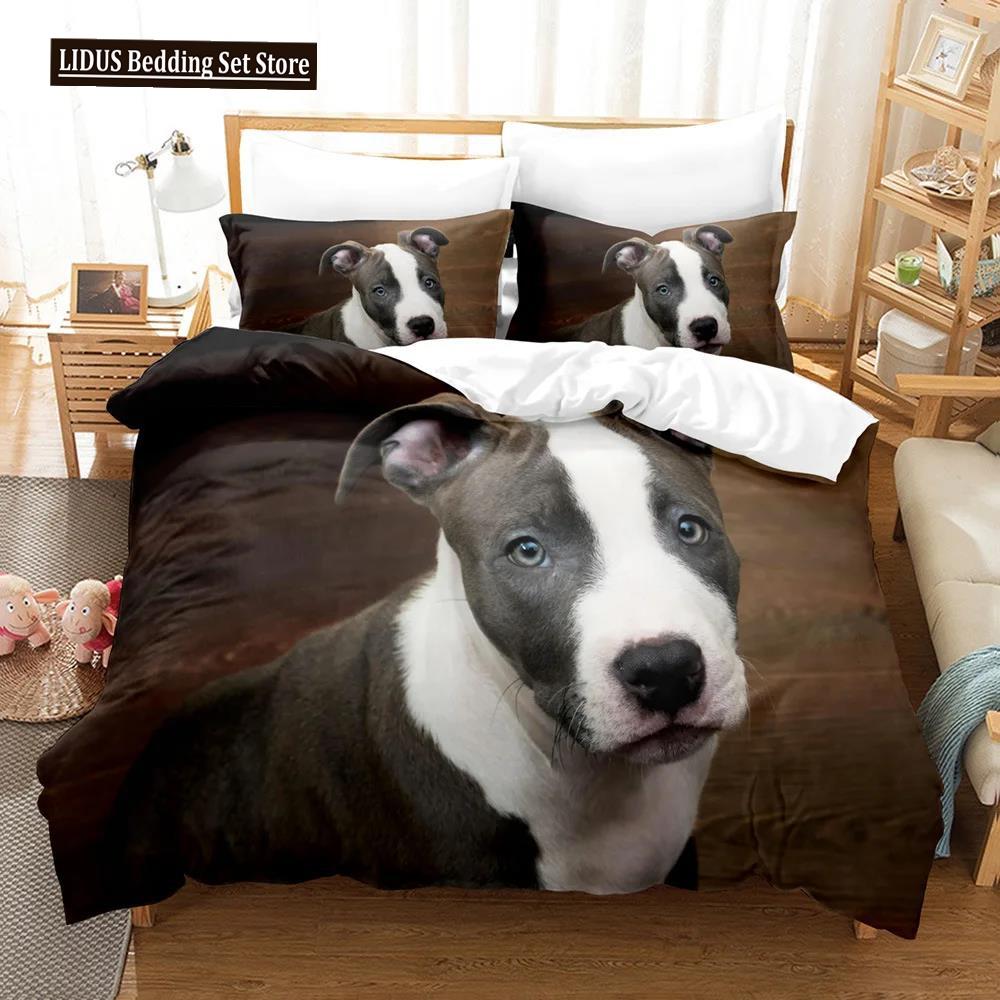 Hunde Tröster Bettbezug Einzel Kinder Niedliches Bettwäscheset Cartoon Welpenmuster Bettbezug Set 3D Stepp-/Deckbettbezug Kissenbezüge