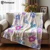 Doodle Floral Ultra Soft Sherpa Fleece Blanket Fluffy Warm Halloween Cozy Throw for Sofa Couch Bedroom Gift All Season
