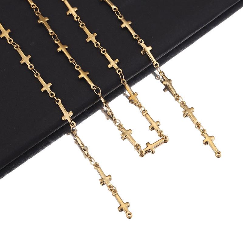 1meter Stainless Steel Chunky Crucifix Chains for Diy Statement Chain Gold Necklace Bracelet Chains Jewelry Making Supp