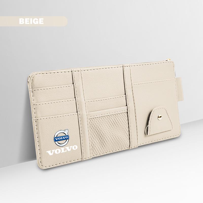 

Leather Car Sun Visor Storage Bag Auto Interior Organizer Pocket For Volvo XC90 V90 V60 XC60 V40 S80 S60 S90 C40 XC40 V70 XC70 бежевий