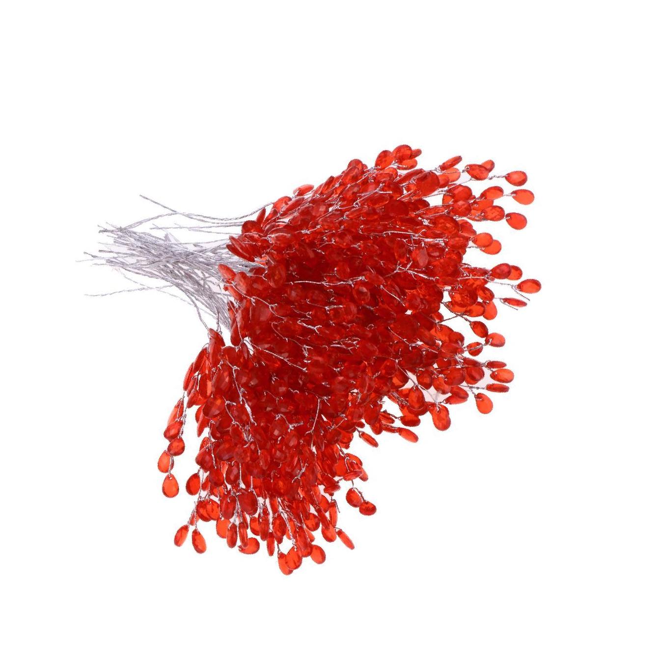 

Букет искусственных цветов с подвесками из сверкающих хрустальных акриловых бусин, 50 шт., 15 см красный