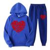 Autumn Women'S Hoodie & Pants Two Piece Set Fleece Pocket Loose Sweatshirt Red Heart Graphic Prints Clothes Sportswear