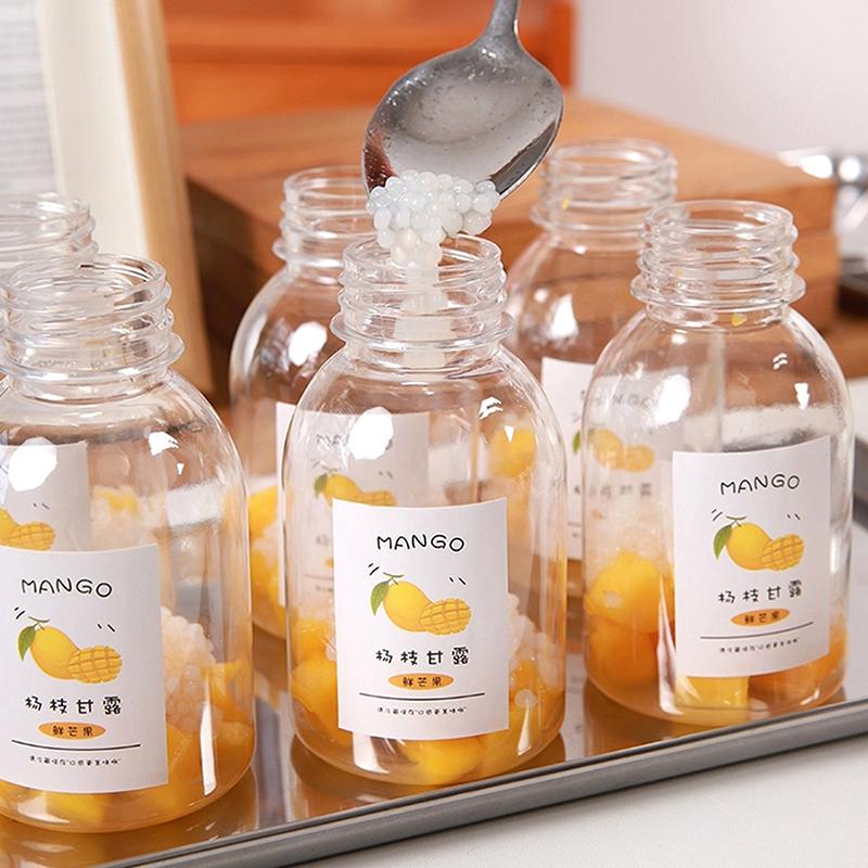 Empty Leak-Proof Clear Plastic Juice Bottles-Perfect With Pull Ring Cap For Juicing Smoothies, Milk Homemade Beverages Portable