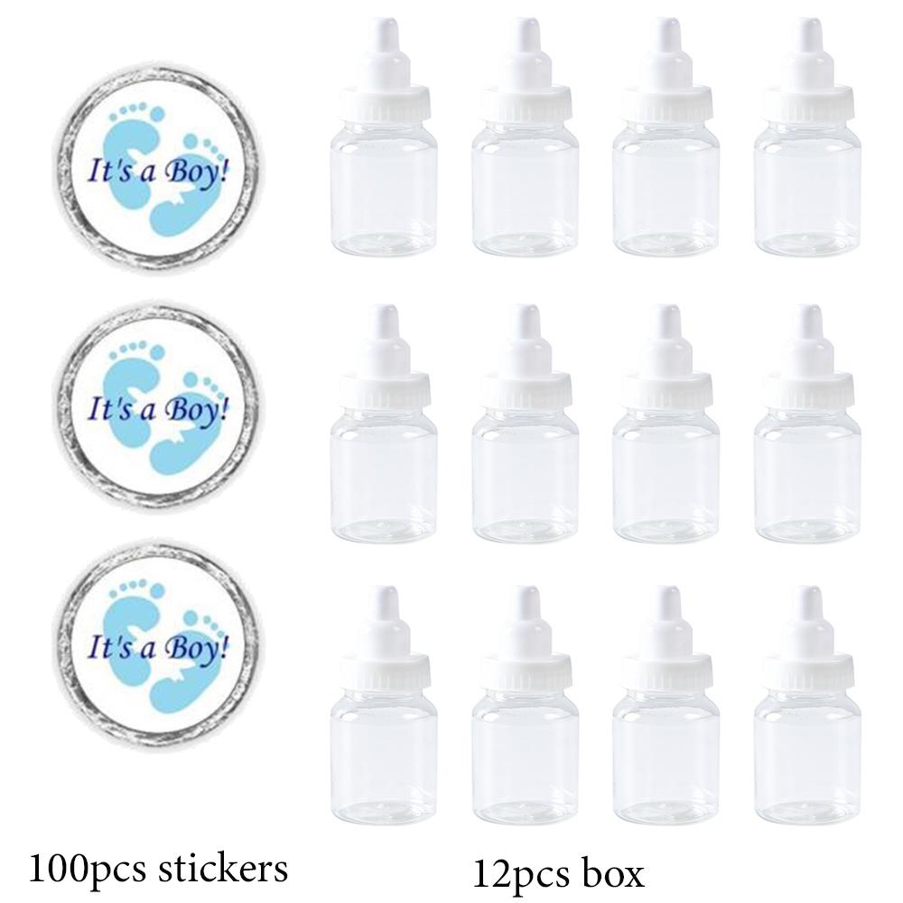 

12 шт. Мини-конфетная коробка для бутылочек для младенцев с наклейкой-этикеткой, подарочные коробки для вечеринки по случаю рождения ребенка, коробки для шоколадных конфет для мальчиков и девочек, коробка для вечеринки по определению пола ребенка 8.5x4cm