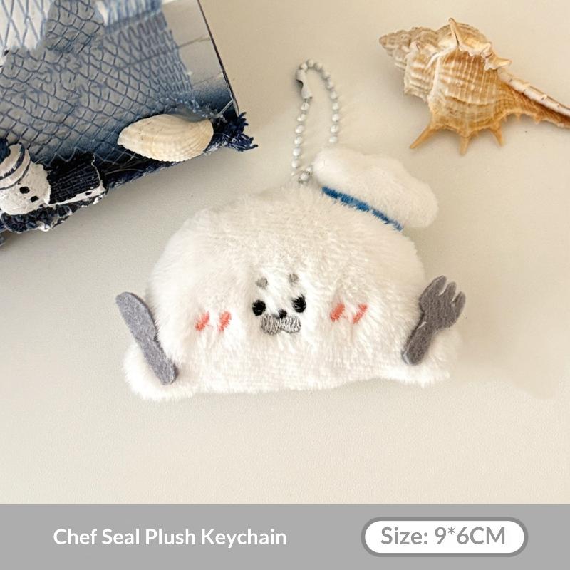 Seal Plush Pendant Stuffed Animal Keychain Cartoon Racket Seal Creative Ornament for Handbag Backpack Charm