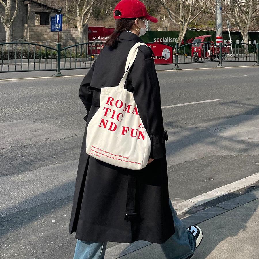 

2024 Весна/Лето Повседневная холщовая сумка-тоут для студентов и пассажиров белый