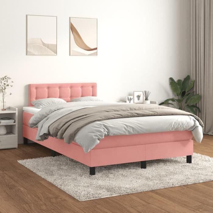 3141538 vidaXL Divan Bed with Mattress Pink 120x200 Cm Velvet