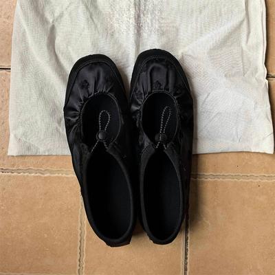 Sheepskin Version~ Retro Satin Elastic Band Mary Jane Shoes Women's Leather Shallow Mouth One Word with Flat Ballet Shoes