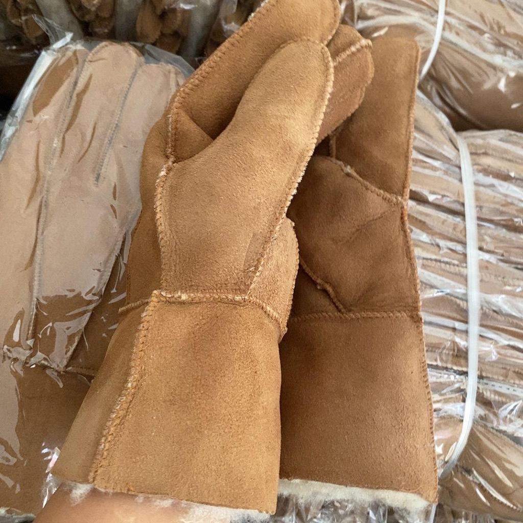 Men's Wool-Lined Sheepskin Winter Gloves - Thick, Warm, Cold-Proof, Ideal for Northeast Outdoor Work