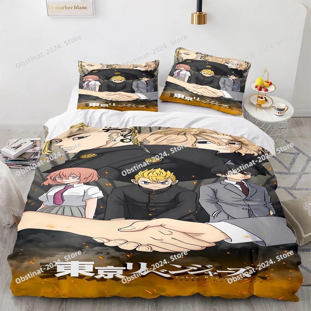 3D New Anime Tokyo Revengers Bedding Set Printed Bed Set Duvet Cover Sheet Pillowcase Bed Soft Quilt Cover Full Queen King Size