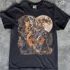 Dachshund Howling Moon T-Shirt, Distressed Wiener Dog Graphic Tee