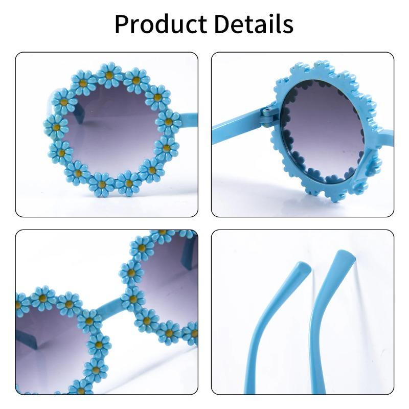 6pcs Daisy Glasses Summer Beach Outdoor Party Sunglasses Flower shaped Glasses Round Frame Garden Supplies