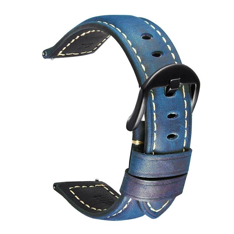 

Ремешок из натуральной кожи 20/22/24/26 мм, пряжка из нержавеющей стали, мужской кожаный ремешок в стиле ретро Crazy Horse, аксессуар для часов 26mm