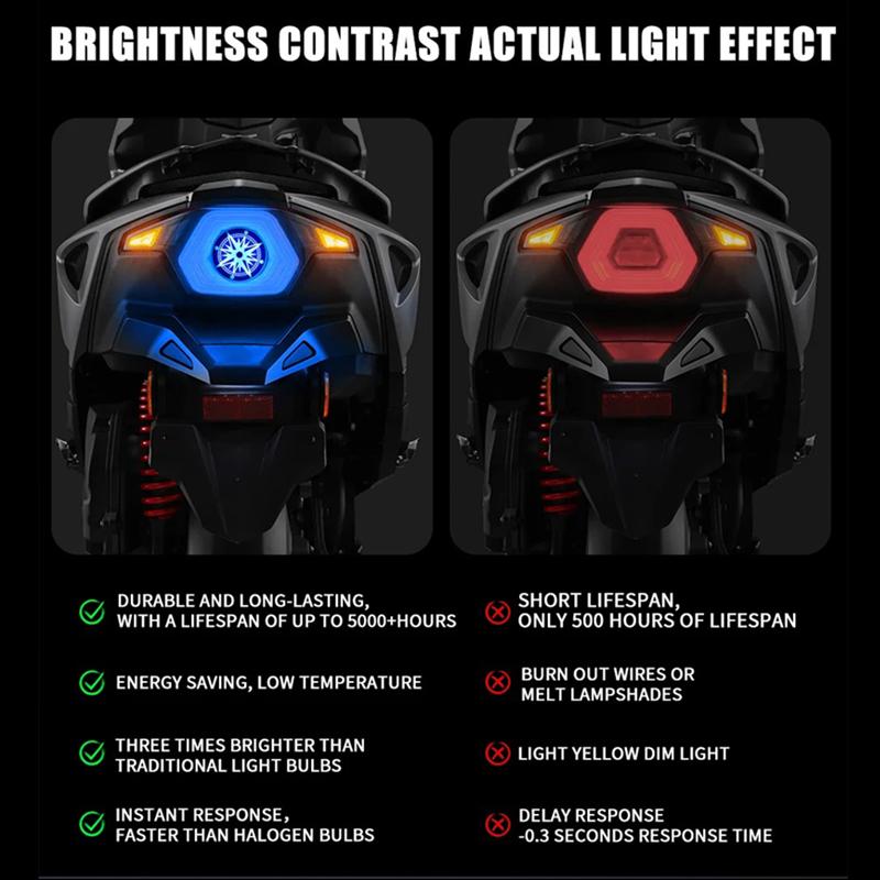 Motorcycle Brake Light Refit Wheel Eyes Rotating RGB Flashing Sharingan Decor Tail Light Anime Style Modification Accessories