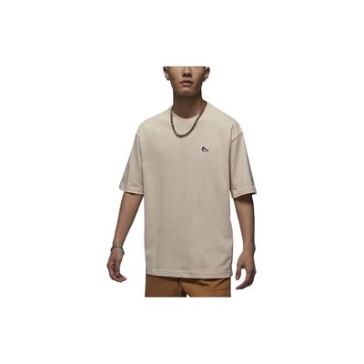 Einfarbiges Logo Lässiges Rundhals-Kurzarm-T-Shirt Herren Oberteile Hellbraun FN5983-203